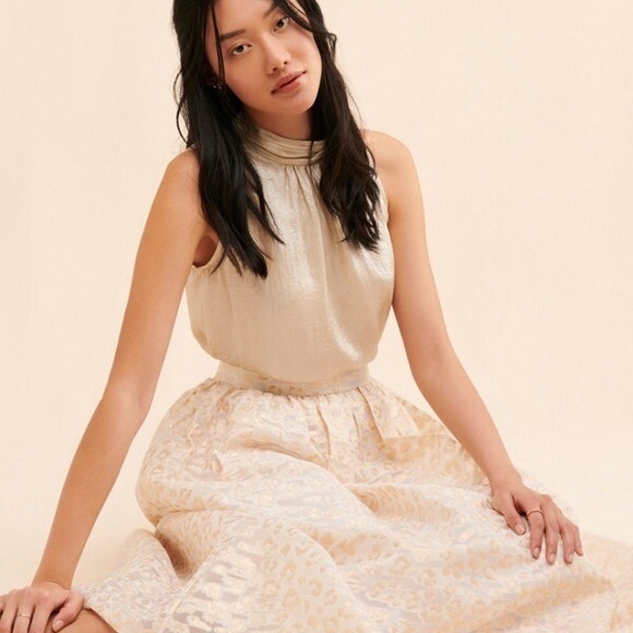 Anthropologie Pankaj & Nidhi Burnout Shimmer Maxi Skirt - Picture 14 of 14